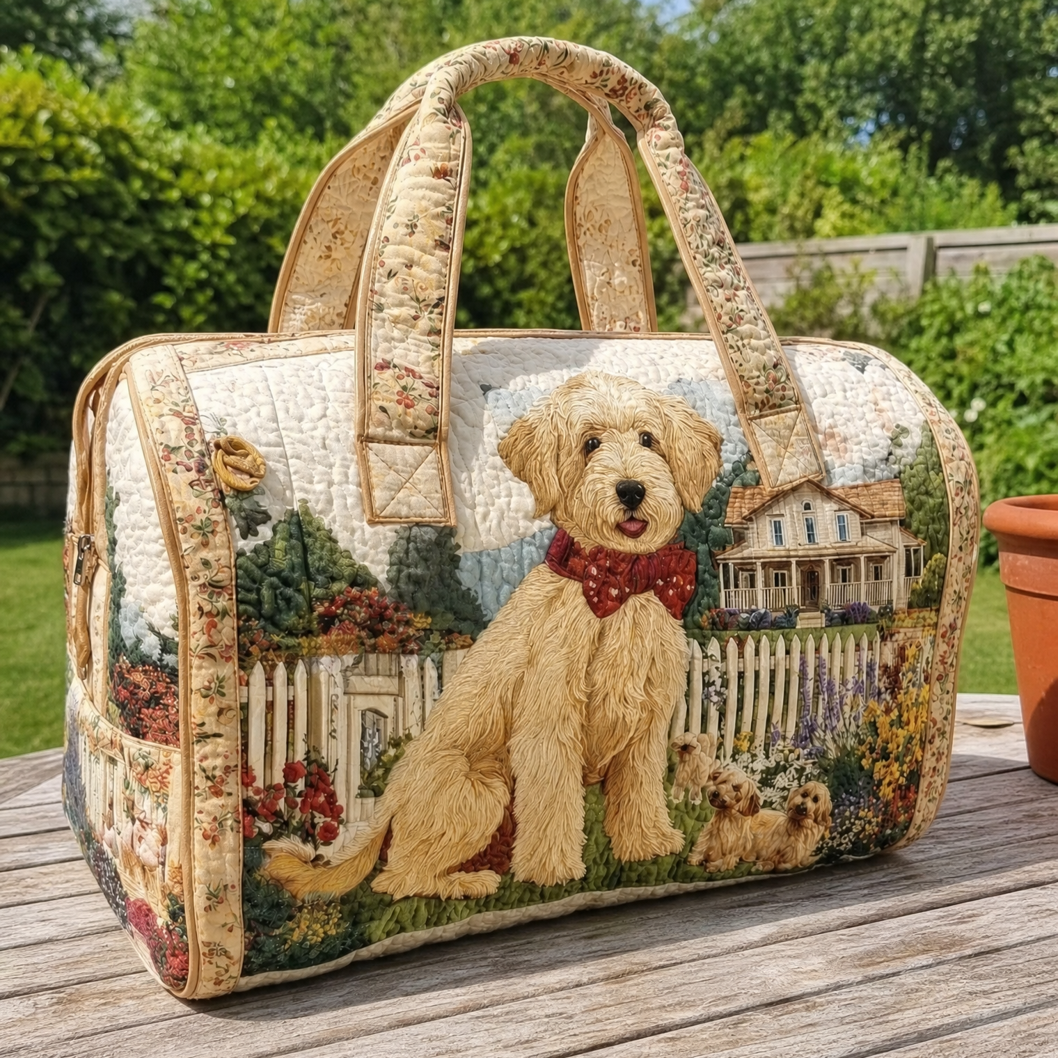 Garden Retriever dog tote bag